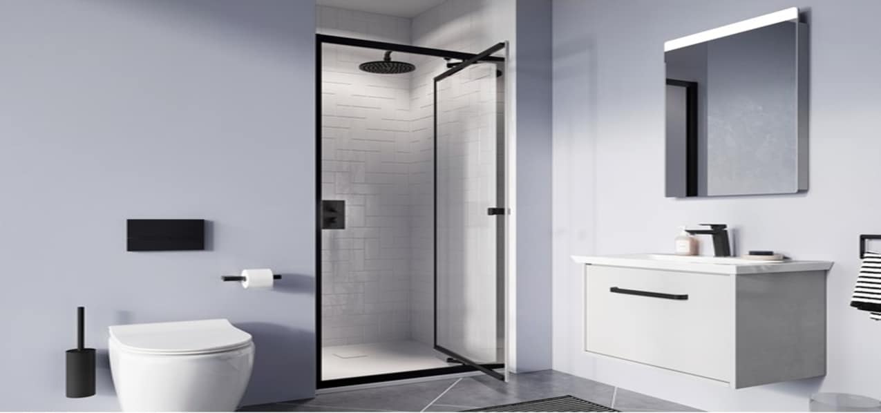 DKB shower enclosure door black framed