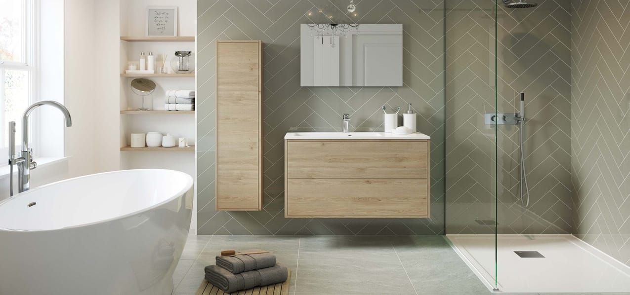 oak bathroom units