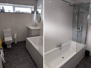 concrete and white bathroom wet wall boards concrete and white bathroom wet wall boards