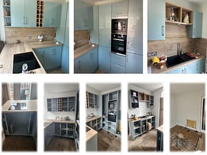 Metallic blue fitted kitchen