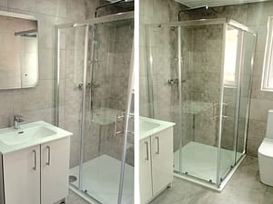 bathroom with mosaic tiles